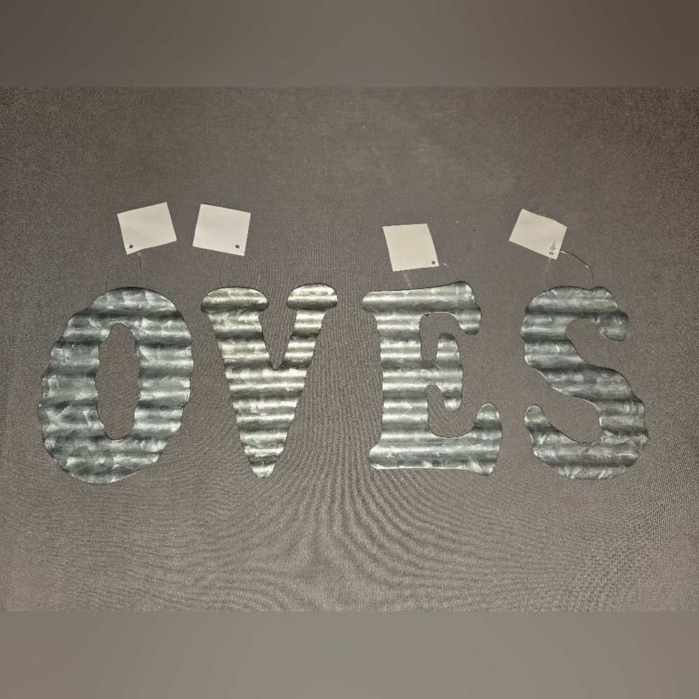 4pc Lot Of Hobby Lobby Galvanized Steel Letter Wall Art Decor O V E & S